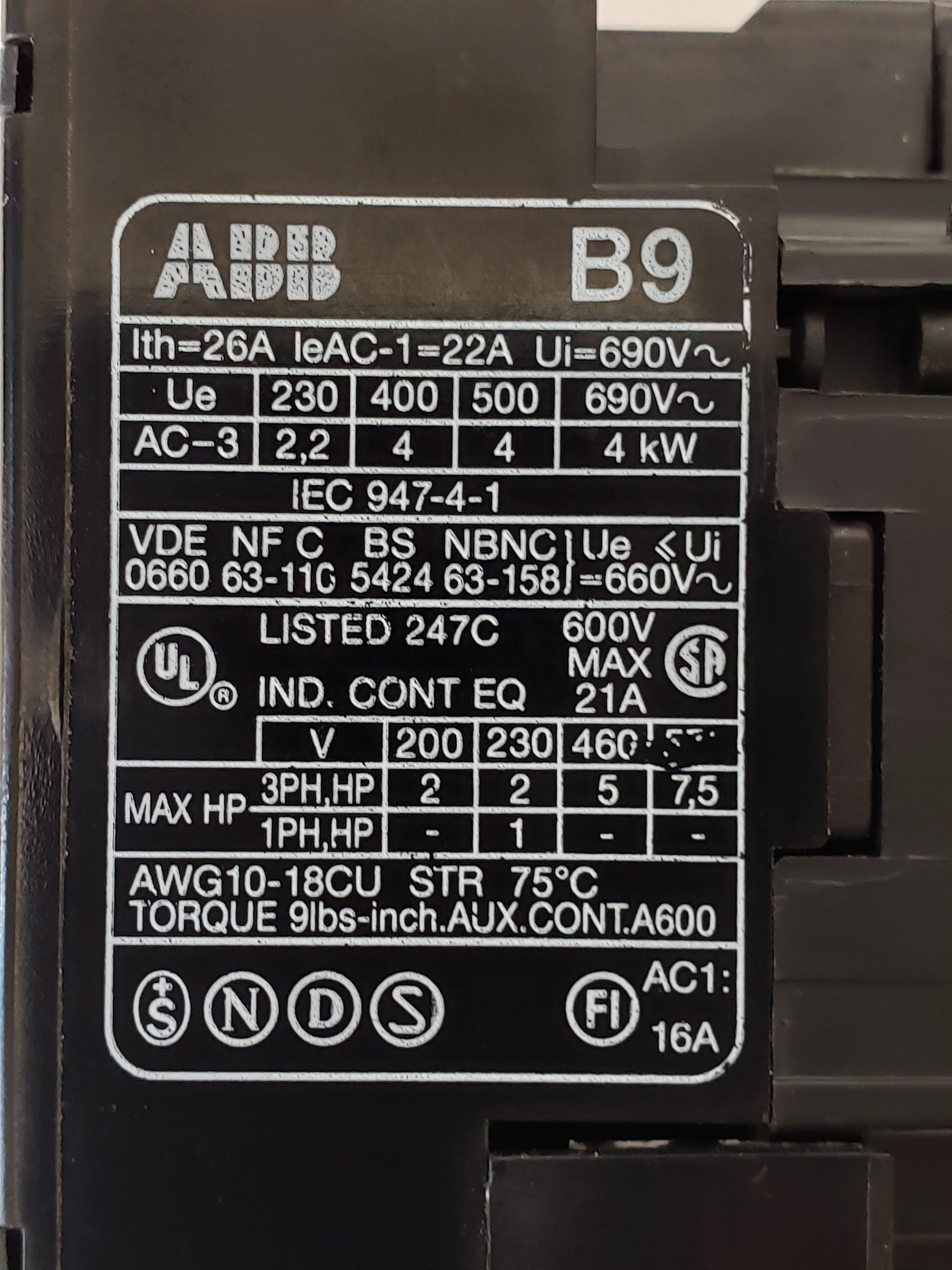 ABB B9-30-10 BN9C-1 110/120V NSMP